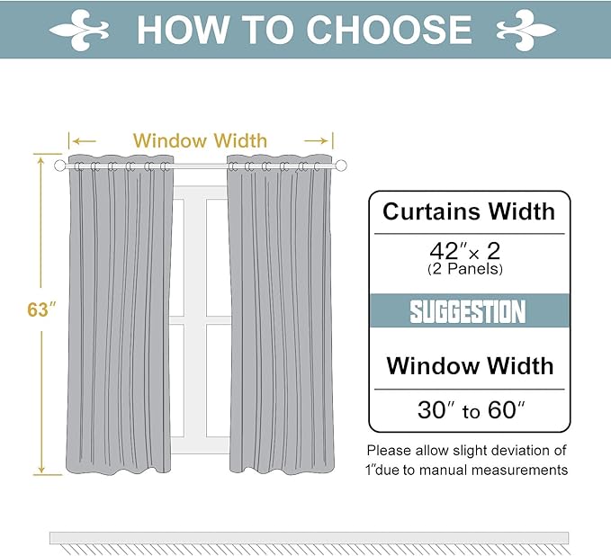 ChrisDowa Blackout Curtains for Bedroom and Living Room 63 Inches Long | 2 - Image 5