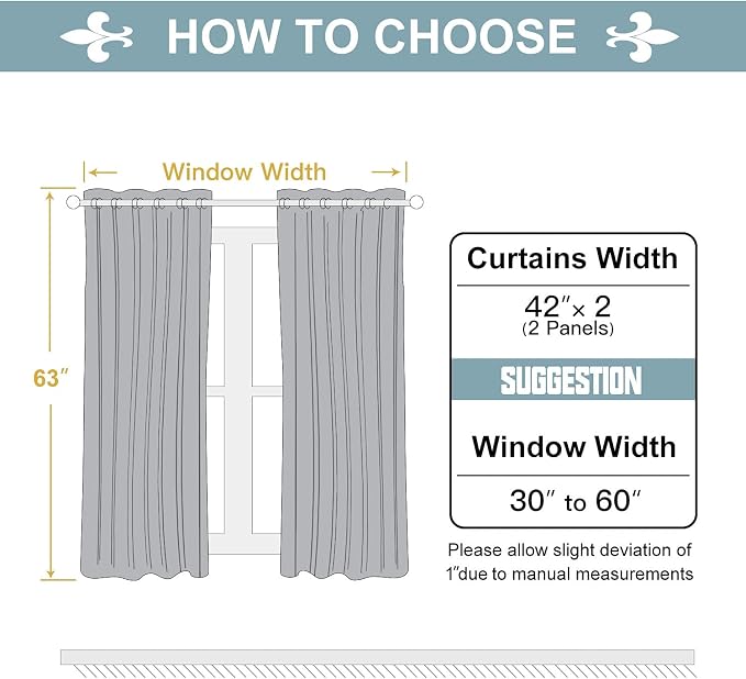 ChrisDowa Blackout Curtains for Bedroom and Living Room 63 Inches Long | 2 - Image 5