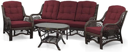 Malibu Lounge Set of 4: 2 Natural Rattan Wicker Chairs, Three-Seater Sofa - Image 2