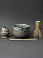 Matcha Tea Set – 4 Piece Traditional Japanese Matcha Kit with Pouring Spout Bowl, Whisk, Holder, Scoop & Guide – Ceramic Matcha Bowl for Authentic Tea Ceremony & Daily Ritual