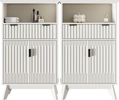 Fatmok Buffet Cabinet with Storage Set of 2, Wood Buffet Sideboard Console Table by Fatmok