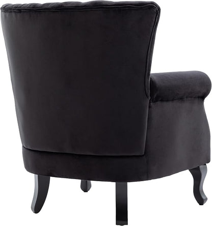 Mid-Century Modern Accent Chair Velvet Armchair Tufted Wingback Santa Club - Image 4