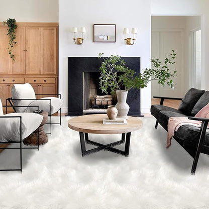 Latepis 9x12 Area Rug for Bedroom White Fluffy Rugs Washable Faux Fur Rug for - Image 2