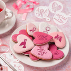 JULBEAR Breast Cancer Awareness Cookie Stencils, 36pcs Pink Ribbon Reusable Coffee Decoration Stencils Templates Tools for Cookies Baking Painting Dessert Decoration DIY Breast Cancer Awareness Party