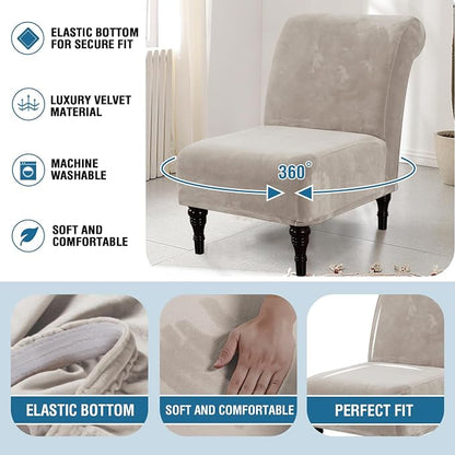 H.VERSAILTEX Armless Accent Chair Covers Thick Velvet Armless Chair Slipcovers - Image 6