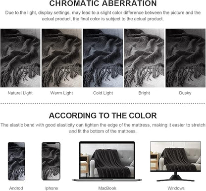 BOURINA Black Throw Blanket 50x60 Inches Throw Textured Solid Soft Sofa Couch - Image 7