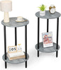 Round Side Table Set of 2, 2-Tier Modern Accent Table, Small Bedside Table by BITYODD-HOME
