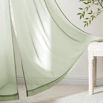 MIULEE Sage Green Sheer Curtains 72 Inches Long 4 Panels 54 x 72 Inches | Light - Image 6