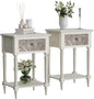 HOMPUS End Table Set of 2 with Drawer and Shelf, Vintage Nightstand Set 2 w by HOMPUS