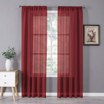 Tollpiz Sheer Curtains Linen Textured Bedroom Curtain Sheers Light Filtering by Tollpiz