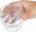 Restaurantware-Forma Professional 8.5 Ounce Double Wall Coffee Cups, 2 Insulated Latte Glasses - Dishwashable, Reusable, Clear Glass Beverage Cups, Freezable, For Hot Or Cold Beverages