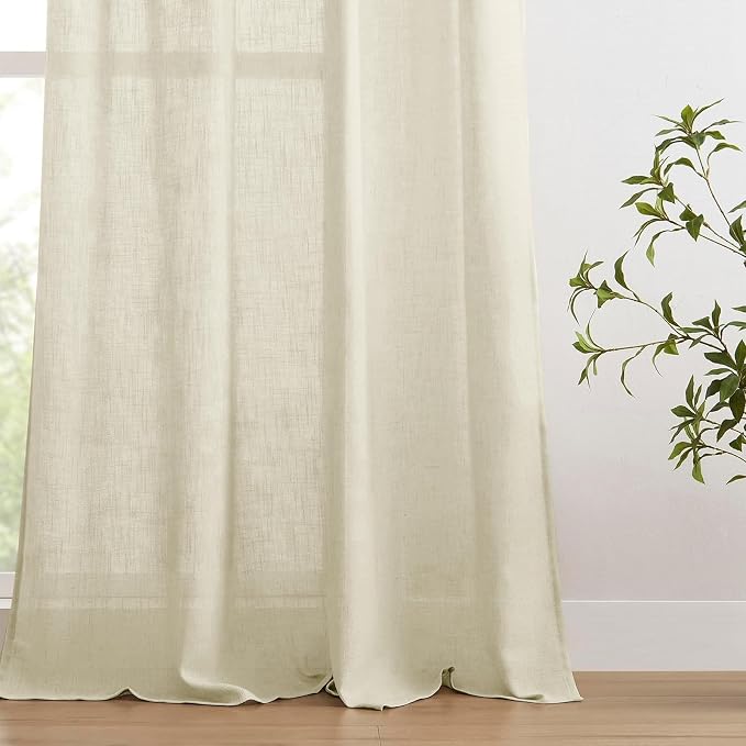 Joydeco Linen Curtains 84 Inch Length 2 Panels Set, Light Filtering Curtains - Image 4