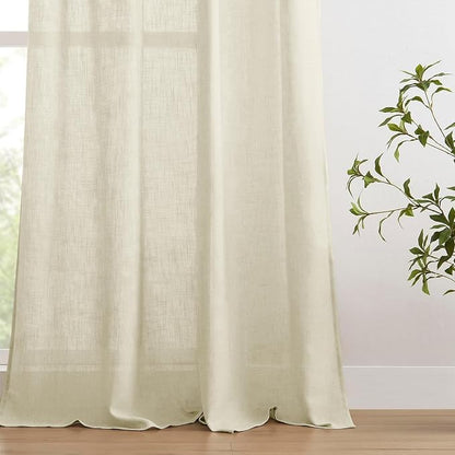 Joydeco Linen Curtains 84 Inch Length 2 Panels Set, Light Filtering Curtains - Image 4