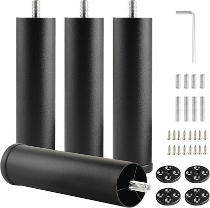 Metal Cylinder Legs for Furniture Set of 4 Pack Black 6 Inch Bed Support Legs by Unknown