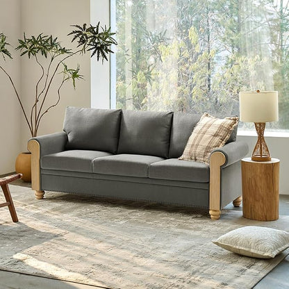 EcoHarbor Living 3-Seater Couch, Stripe 81" Mid-Century Modern Upholstered Sofa by ECOHARBOR