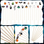 Mifoci 100 Pcs Halloween Wooded Coffee Stirrers Wood Cocktail Coffee Stir Sticks Disposable Swizzle Sticks for Thanksgiving Halloween Party Supplies, 20 Styles
