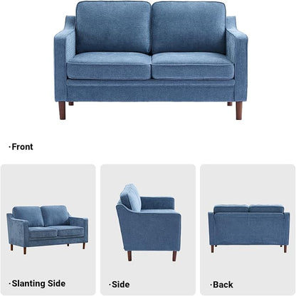 Kingfun 56" Chenille Sofa, Loveseat Couch, Mid Century Modern Love Seat Couches - Image 7