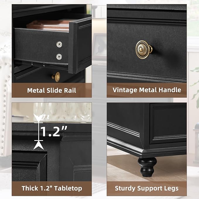 Joaxswe 24" Wide Farmhouse Night Stand, Large End Table - Image 5