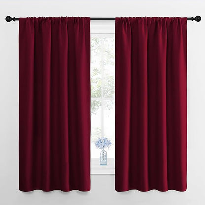 NICETOWN Wine Red Blackout Curtains 63 inches Long by NICETOWN