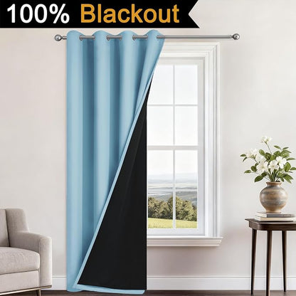 Yakamok Sky Blue 100% Blackout Curtains 84 Inches Long 52" Wide 1 Panel | - Image 2