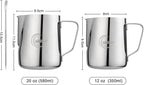 MiShoo® Milk Frothing Pitcher, 12oz Steaming Pitcher 304 Stainless Steel Espresso Machine Accessories for Coffee Bar, Cappuccino Barista Tools Milk Jug Steamer Frother Cup with Latte Art Pen