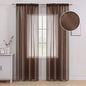 MIULEE Chocolate Brown Linen Textured Semi-Sheer Curtains 54W×96L 2 Panels | by MIULEE