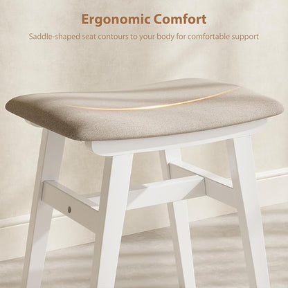 Muwuele Solid Wood Vanity Stool, Compact Makeup Chair - Image 5