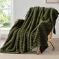 BEDELITE Striped Fleece Throw Blanket, Olive Green, Soft Cozy, Lightweight Warm by BEDELITE
