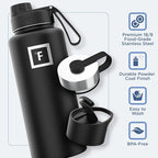 IRON °FLASK Camping & Hiking Hydration Flask with 3 Lids - Stainless Steel, Double Walled & Vacuum Insulated Water Bottle - Leak Proof & BPA Free (Dark Night, Spout - 32 oz)