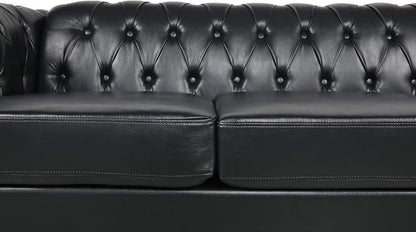 LEVNARY Chesterfield Sofa, Classic Tufted Upholstered Leather Couch, Modern 3 - Image 5
