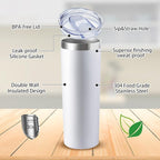 20 oz Skinny Tumblers with Lid and Straw,Stainless Steel Vacuum Insulated Tumbler Cup Double Wall Travel Coffee Mug, Thermal Water Tumbler for Hot and Cold Drinks(White,4)