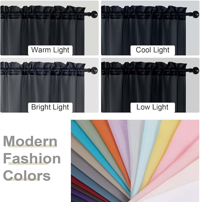 Sheer Black Curtains for Bedroom Living Room 63 Inch Length 2 Panels, Airy Soft - Image 7