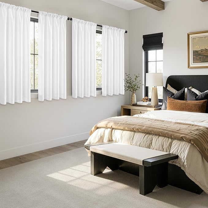 MIULEE 4 Panels Set Pure White Blackout Curtains 63 Inch Length Bedroom | - Image 2