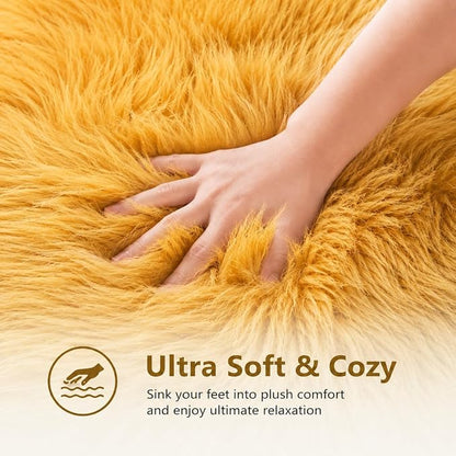 EasyJoy Faux Sheepskin Rug, Fluffy Faux Fur Rug, Ultra Soft Shag Area Rug - Image 8