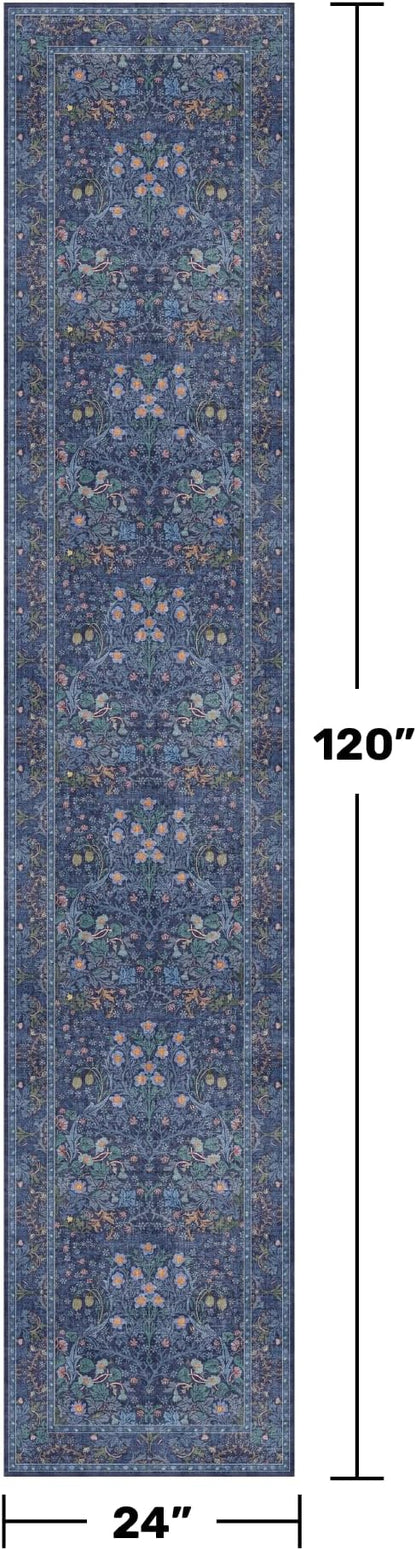 Non Slip 2x10 Dark Blue Hallway Runner - 10ft Long Runner Rugs - Image 2