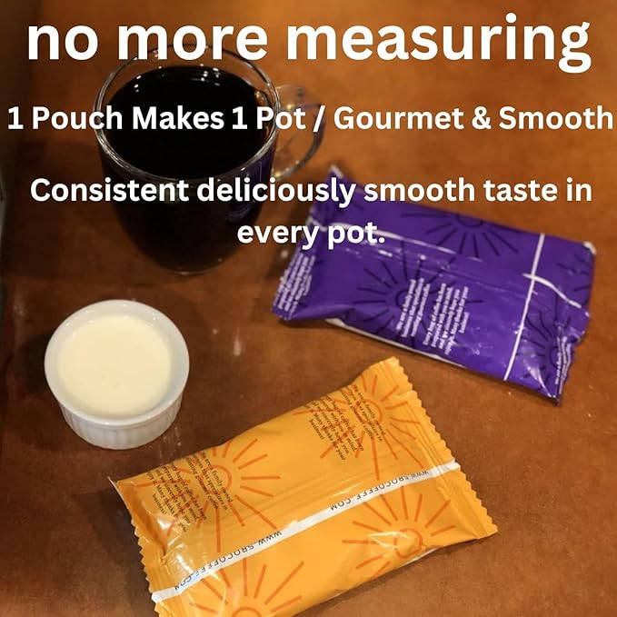 Sarasota Coffee Ground Packets | Gourmet Flavored Medium Roast Grounds Packs | Jamaican Me Crazy | Low Acid Mold Free Individual Single Pot Pouches for 12 Cup Coffee Maker | 2 Ounce Bags, 12 Count