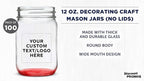 DISCOUNT PROMOS Custom Decorating Mason Jars 12 oz. Set of 100, Personalized Bulk Pack - Glass Jars for Overnight Oats, Candies, Fruits, Pickles, Spices, Beverages - Red