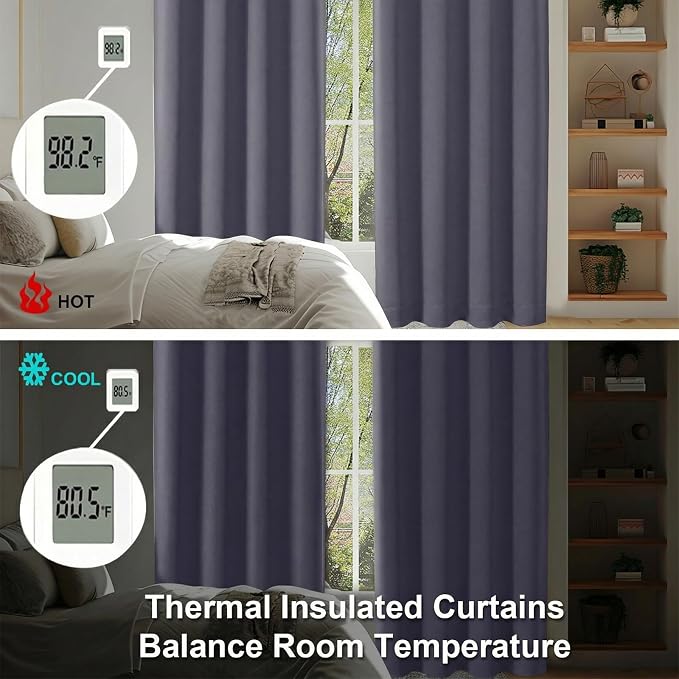 Simplebrand Greyish Purple Blackout Curtains - Image 6