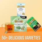 Twinings Pure Peppermint Herbal Tea Individually Wrapped Bags, 100 Count (Pack of 1), Fresh Minty Flavour, Naturally Caffeine-Free, Enjoy Hot or Iced, 100 Teabags