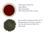 Greenhilltea, Organic Assam (TGFOP) Black teaWith Tippy and Flowery premium loose leaves tea packed in resealable zip lock foil bag 4 OZ