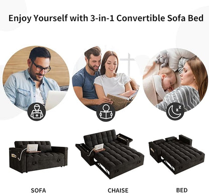 3 in 1 Convertible Sleeper Sofa, 65in Sleeper Couch - Image 9