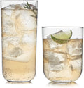 Libbey Polaris Tumbler and Rocks Glass Set, Elegant Drinkware Glasses Set, Lead-Free Tall Drinking Glasses with Modern Clean Lines, Dishwasher Safe Drinking Glasses Set of 16, Axis