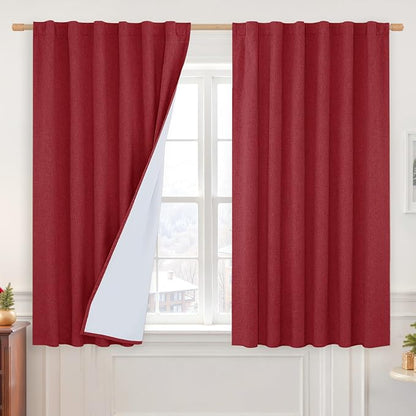 54 Inch Full Blackout Linen Window Curtains by LAMIT