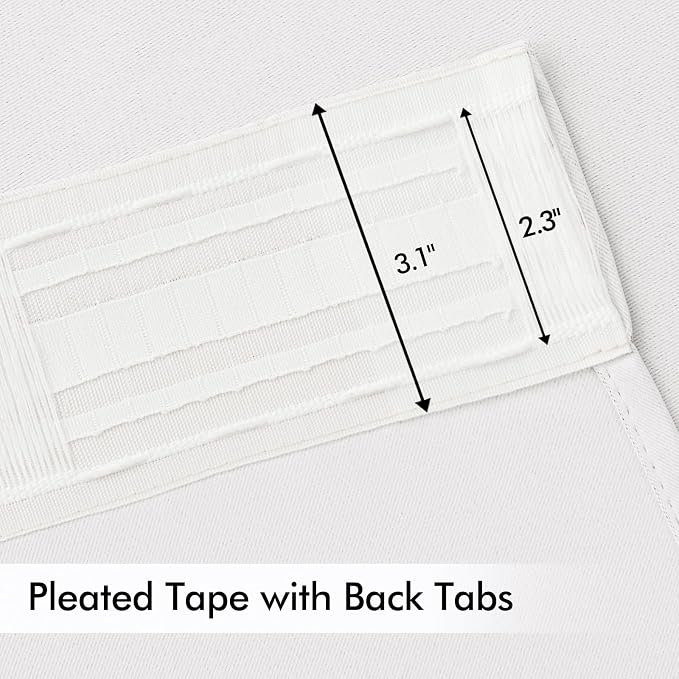 MIULEE Pure White Back Tab Blackout Curtains 52x108 Inch Long 2 Panels Set | - Image 4