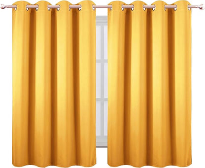 Yellow Blackout Curtains/52 x 45 Inch Length/Set of 2 Panels Grommet Bedroom - Image 2