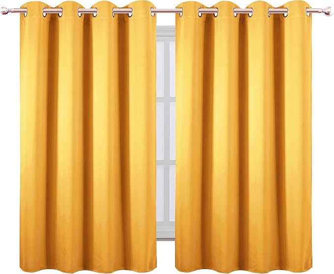 Yellow Thermal Blackout Curtains/52 x 54 Inch/Set of 2 Panels Room Darkening - Image 2