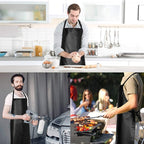 2 Pack Waterproof Rubber Vinyl Apron 40 Inch Chef Aprons for Men Heavy Duty Chemical Work Apron Extra Long Grilling Aprons with Adjustable Bib Apron for Dishwashing Lab Butcher Cooking Kitchen Black