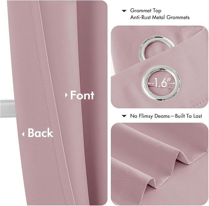 MIULEE Blackout Curtains for Bedroom 2 Panels 40 x 45 Inch Long Blush Pink | - Image 4