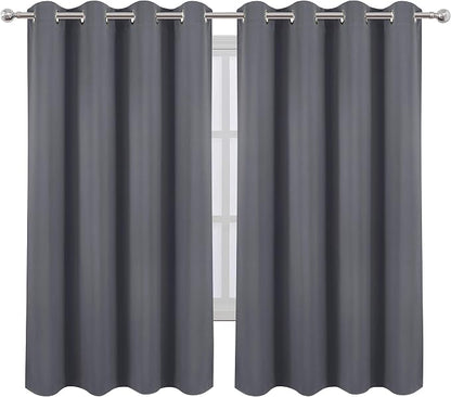 Grey Blackout Curtains 52 x 63 Inch/Gray Curtains Set of 2 Panels/Room - Image 2