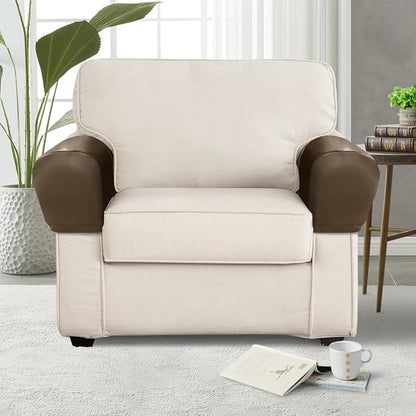 PU Leather Armrest Covers for Sofa Couch Arm Slipcover Set of 2 Stretch - Image 2
